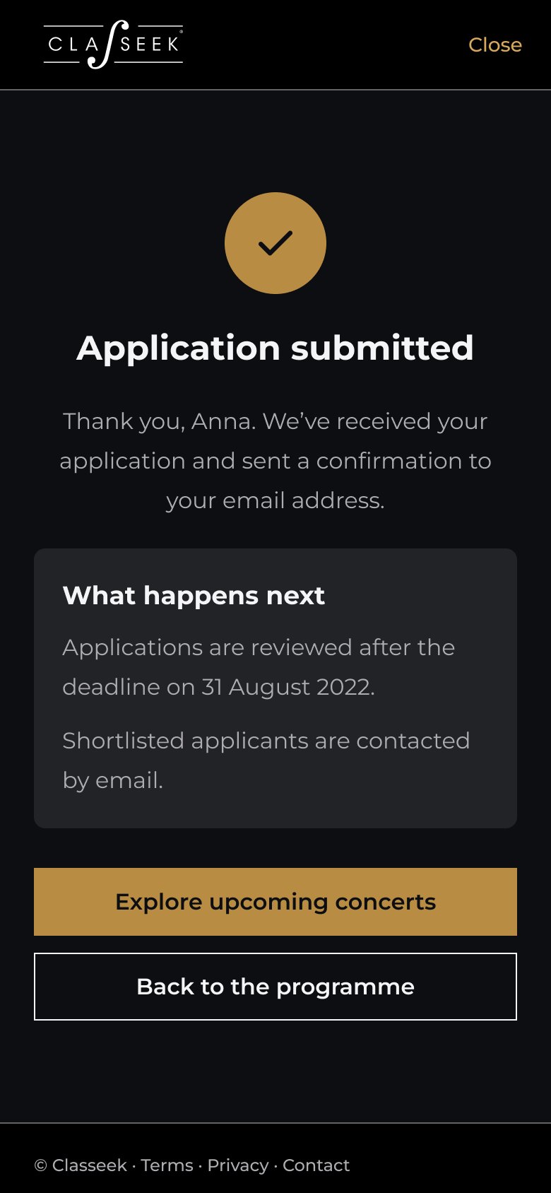 Confirmation on mobile.
